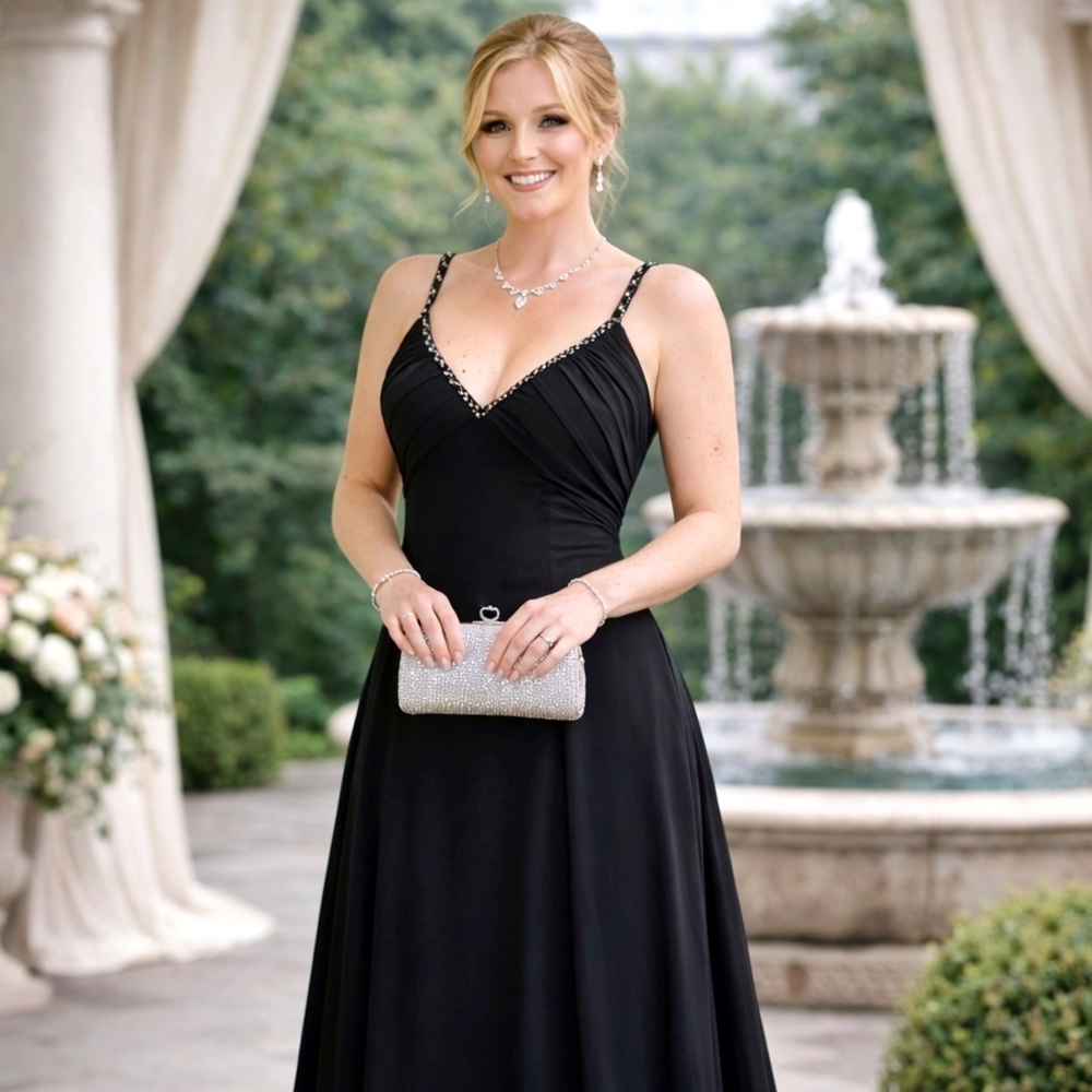 Couture Collection Black Beaded Maxi Formal/Prom Dress Size 12